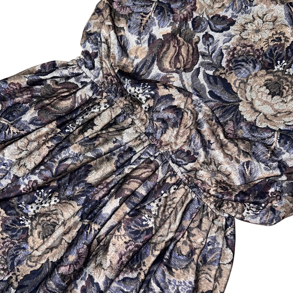 Vintage 80s MCS Ltd New York Floral Tapestry Women's Midi Dress Size 12 USA - Picture 5 of 16